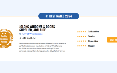 Warmly celebrate Jolong Windows & Doors won The Best Windows Installation in City of West Torrens for 2024